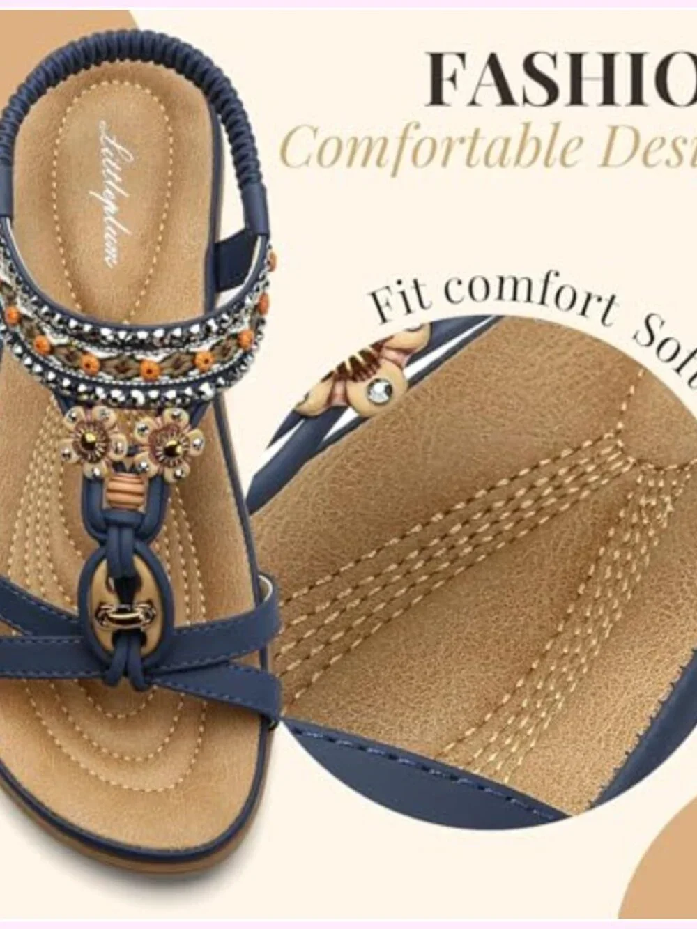 Womens Sandals Arch Support Comfort Walking Bohemian Flip Flops Flat